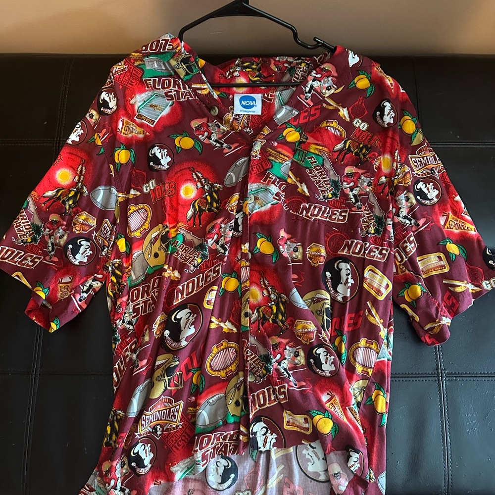 NCAA Red Graphic Casual Button Down Shirt